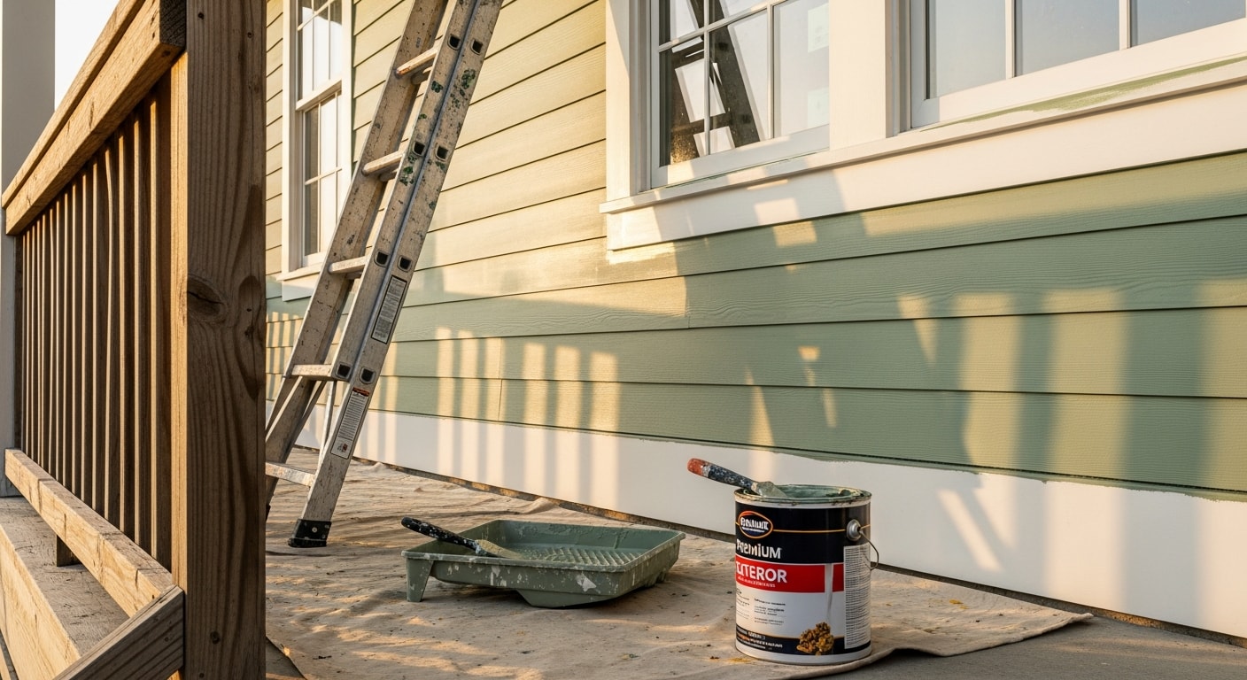 Professional painter applying interior wall paint